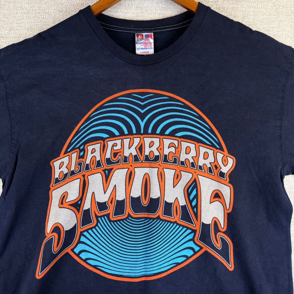 Blackberry Smoke Band Adult Large Black Long Sleeve Tee Adult L Bayside Made USA